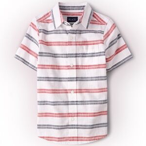 The Children's Place Red and Gray Striped Button Down Shirt NWT.‎ Size 16.
